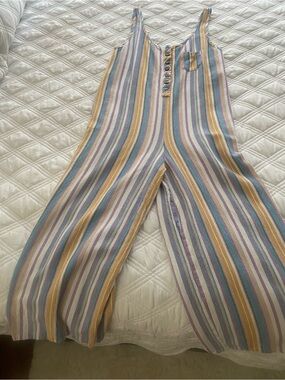 Chocolate Multicolor Striped Wide-Leg Jumpsuit